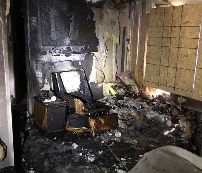 severe fire damage in a home