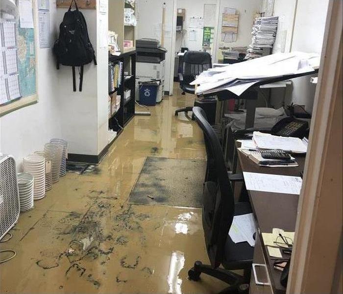 Floor of an office flooded